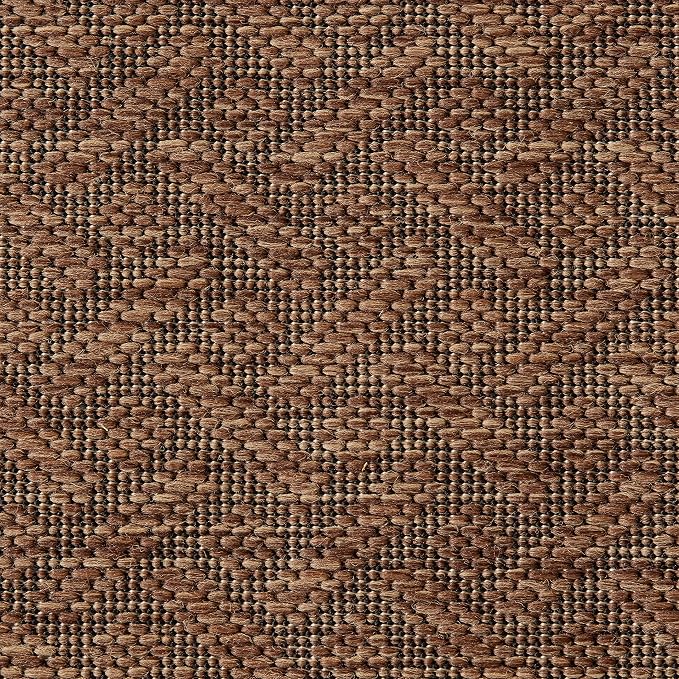 Gertmenian Indoor/Outdoor Flatweave Area Rug - 9x13 Extra Large, Stain & UV Resistant, Ideal For Deck, Patio, Poolside, Mudroom - Simple Border, Black/Nut Brown, 21993