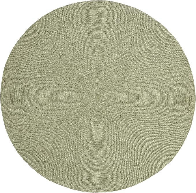 Superior Indoor/Outdoor Area Rug, Reversible Braided Floor Decor for Living Room, Kitchen, Patio, Front Porch, Modern Boho Farmhouse Rugs, Hardwood, Bedroom Accessories, 4' Round, Fog Green