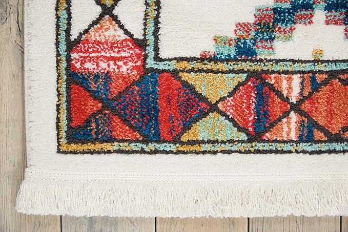 Nourison Home Tribal Decor White 5'3" x 7'6" Area Rug - Easy Clean, Non Shedding, Bed Room, Living Room, Dining Room, Kitchen (5' x 8')