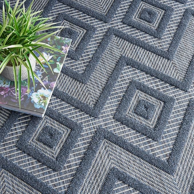 Nourison Home Versatile Navy Blue 7' x 10' Area Rug - Easy Clean, Non Shedding, Bed Room, Living Room, Dining Room, Kitchen (7' x 10')