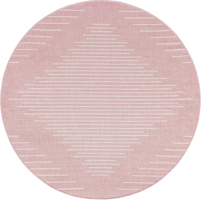 Unique Loom Outdoor Modern Collection Area Rug - Tambor (6' Round Pink/Ivory)