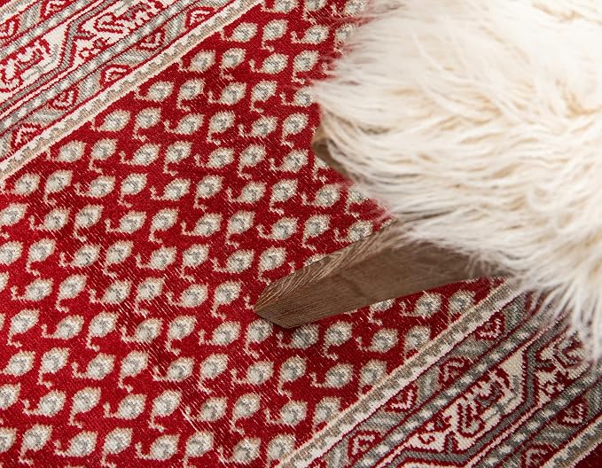 Unique Loom Williamsburg Collection Traditional Border with Dotted Center Area Rug, Runner 2' 9" x 9' 10", Red/Beige