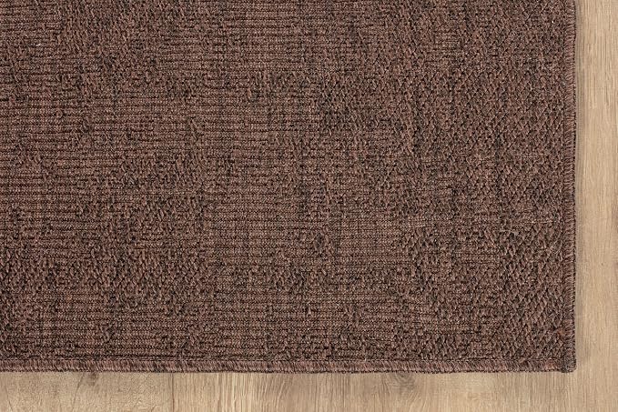 CAMILSON Easy Jute Rug 2x3, Indoor Outdoor Brown Color Fiber Area Rugs for Living Room and Kitchen Rug, Solid Boho Woven Design, Easy-Cleaning, Washable Outside Carpet Alfombras (2 x 3)