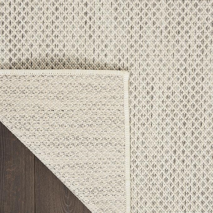 Nourison Home Courtyard Ivory Silver 2' x 6' Area Rug - Easy Clean, Non Shedding, Bed Room, Living Room, Dining Room, Kitchen (6' Runner)