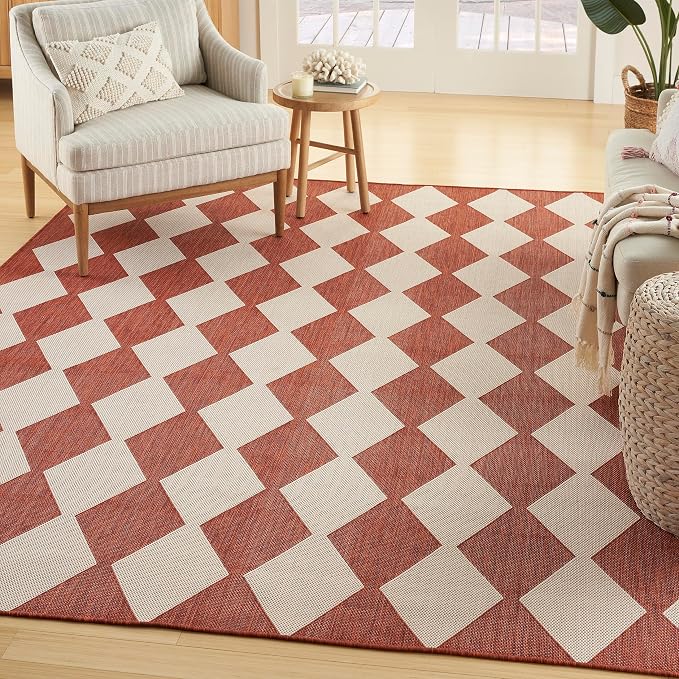 Nourison Home Positano Terracotta 6' x 9' Area Rug - Easy Clean, Non Shedding, Bed Room, Living Room, Dining Room, Kitchen (6' x 9')