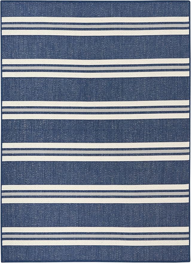 Nourison Home Horizon Indoor/Outdoor Navy 5' x 7' Area Rug - Easy Clean, Non Shedding, Bed Room, Living Room, Dining Room, Kitchen (5' x 7')