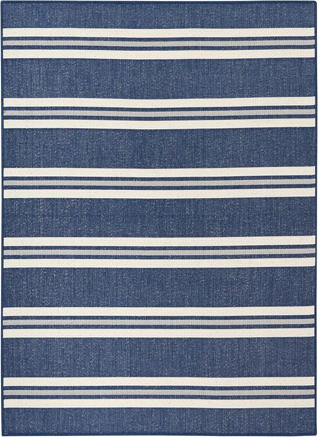Nourison Home Horizon Indoor/Outdoor Navy 4' x 6' Area Rug - Easy Clean, Non Shedding, Bed Room, Living Room, Dining Room, Kitchen (4' x 6')