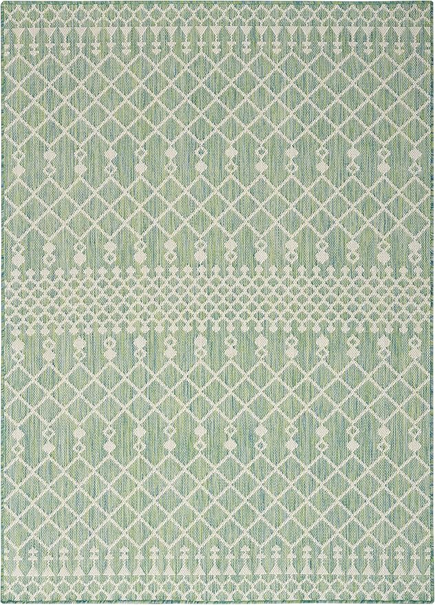 Nourison Home Positano Blue Green 7' x 10' Area Rug - Easy Clean, Non Shedding, Bed Room, Living Room, Dining Room, Kitchen (7' x 10')