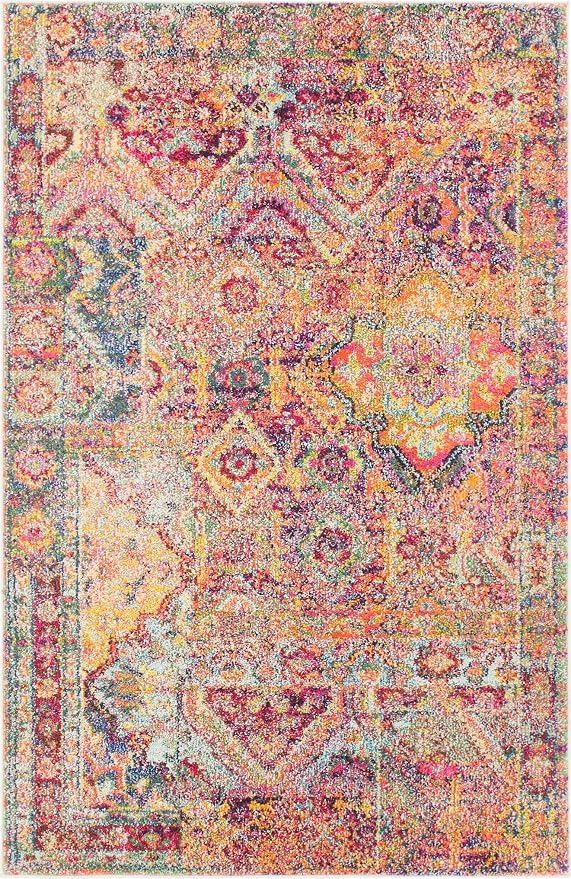 Unique Loom Monterey Collection Area Rug - Aztec (4' 1" x 6' 1" Rectangle Multi/Blue)