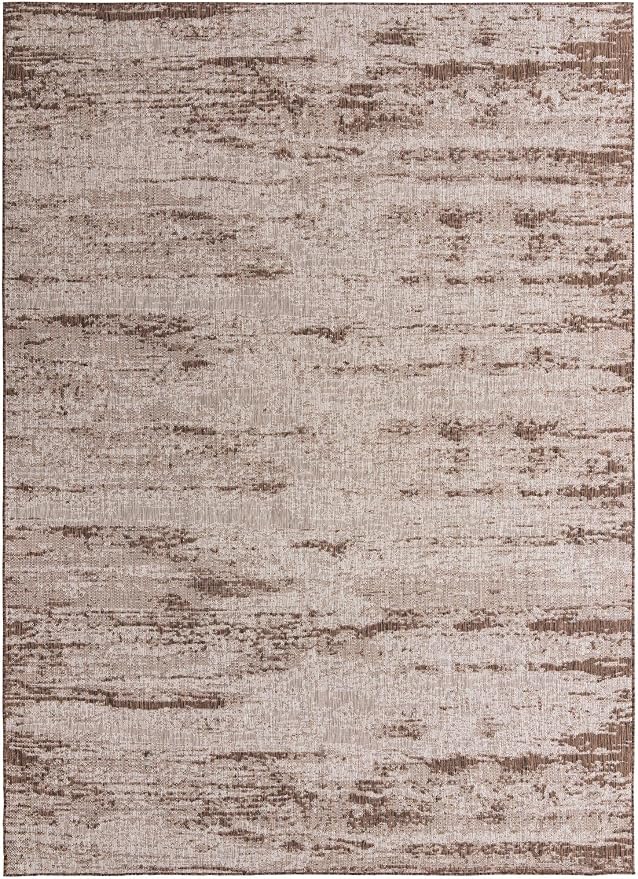 Unique Loom Outdoor Modern Collection Area Rug - Cartago (10' x 14' 1" Rectangle, Brown/ Ivory)