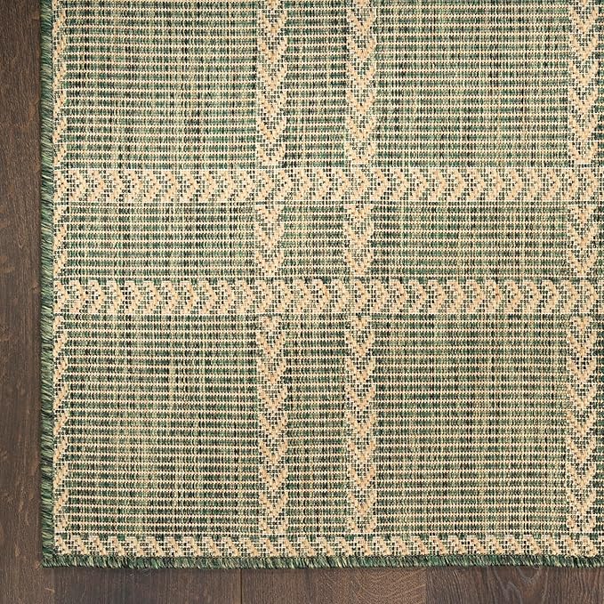 Nourison Home Horizon Indoor/Outdoor Green 6' x 9' Area Rug - Easy Clean, Non Shedding, Bed Room, Living Room, Dining Room, Kitchen (6' x 9')
