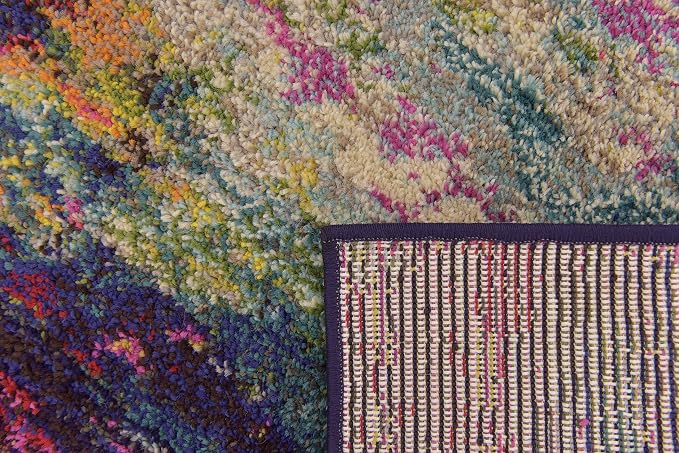 Unique Loom Chromatic Collection Modern Colorful & Vibrant Abstract Area Rug For Any Home Décor (2' 2 x 6' 7 Runner, Multi/ Light Blue)