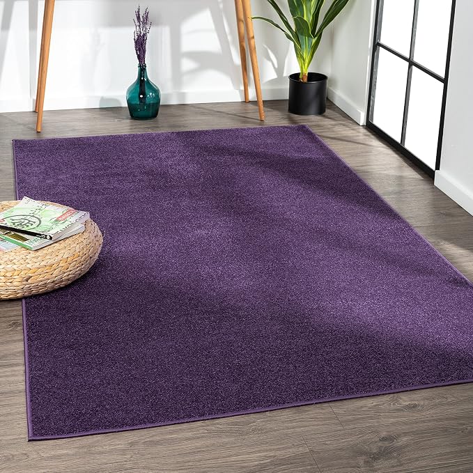 JONATHAN Y Haze Solid Low-Pile Purple Indoor Area Rug 3x5, Coastal,Bohemian,Minimalist,Classic, Easy-Cleaning for Living Room,Bedroom,Kitchen,Pet Friendly,Non-Shedding (SEU100N-3)