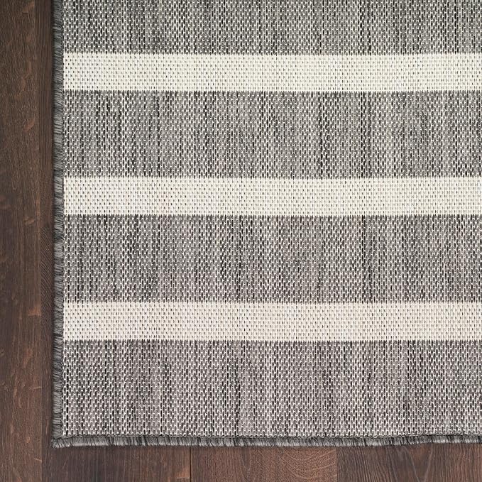 Nourison Home Positano Charcoal Ivory 7' x 10' Area Rug - Easy Clean, Non Shedding, Bed Room, Living Room, Dining Room, Kitchen (7' x 10')
