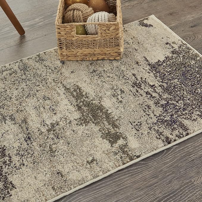 Nourison Home Celestial Ivory Grey 2'2" x 3'9" Area Rug - Easy Clean, Non Shedding, Bed Room, Living Room, Dining Room, Kitchen (2' x 4')