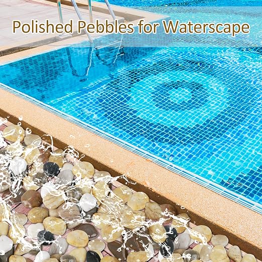 Sunnyglade 40 LBS River Rocks, 2-3 Inch Natural Pebbles for Indoor Plants, High Polished Decorative Stones Vase Filler Fish Tank Aquariums Landscaping Garden Outdoor and Indoor DIY (40, Pounds)