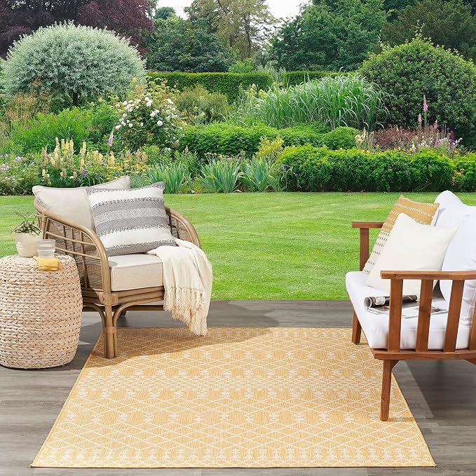 Nourison Home Positano Yellow 9' x 12' Area Rug - Easy Clean, Non Shedding, Bed Room, Living Room, Dining Room, Kitchen (9' x 12')