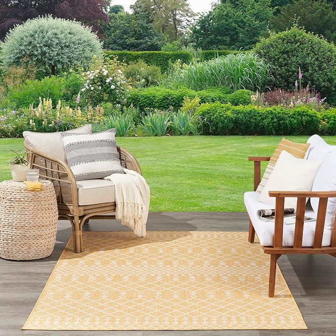 Nourison Home Positano Yellow 5' x 7' Area Rug - Easy Clean, Non Shedding, Bed Room, Living Room, Dining Room, Kitchen (5' x 7')