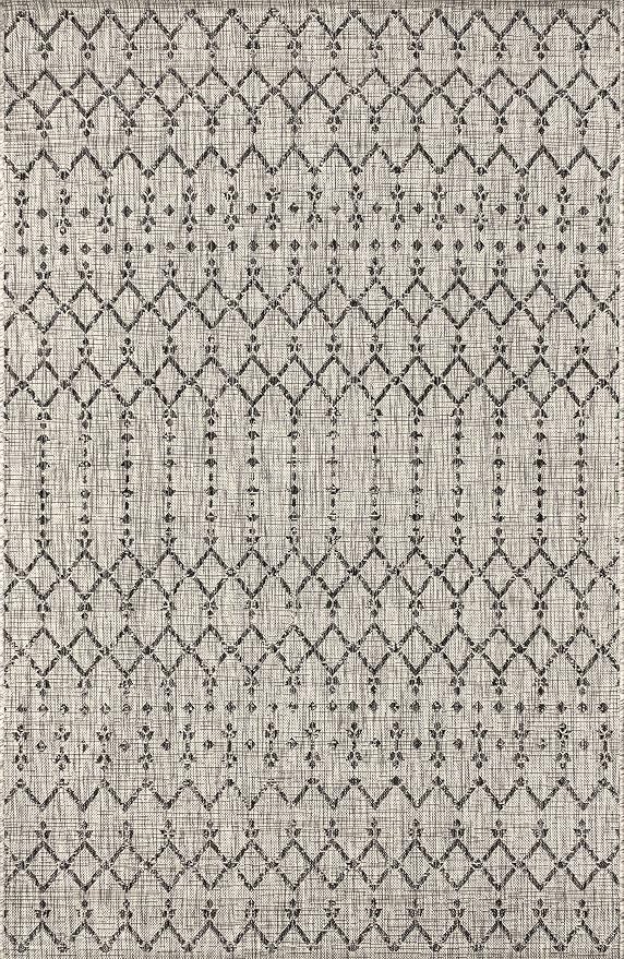 JONATHAN Y Moroccan Geometric Indoor Outdoor Area Rug 3X5 Light Gray/Black, Ourika Textured Weave for Backyard, Patio, Porch, Easy-Cleaning, High Traffic, Pet-Friendly, Non-Shedding (SMB108E-3)