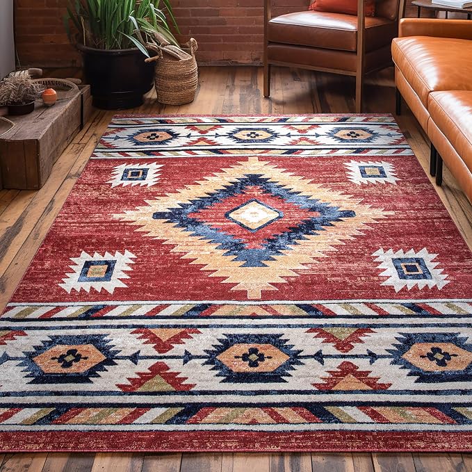 Well Woven Tulsa Lea Crimson Traditional Southwestern Tribal 5'3" x 7'3" Area Rug