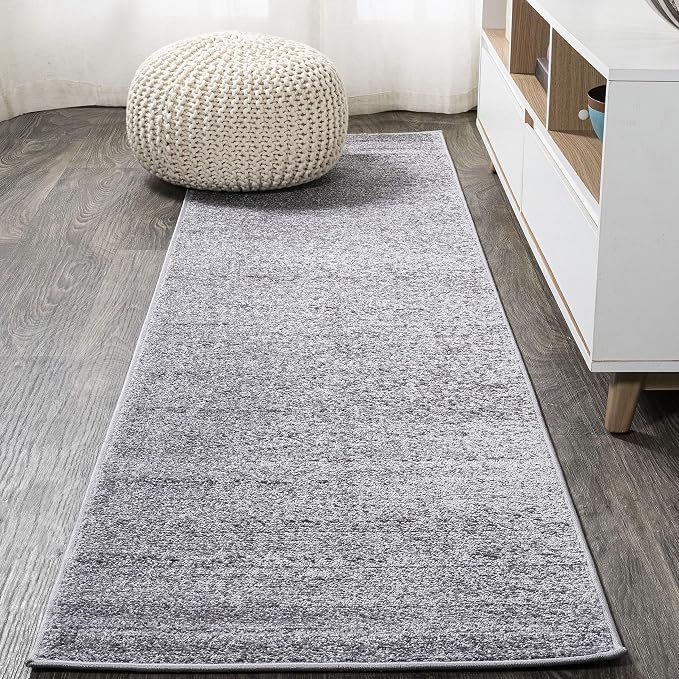 JONATHAN Y Haze Solid Low-Pile Gray Runner Rug 2x10, Coastal,Bohemian,Minimalist,Classic, Easy-Cleaning for Living Room,Bedroom,Kitchen,Pet Friendly,Non-Shedding (SEU100A-210)
