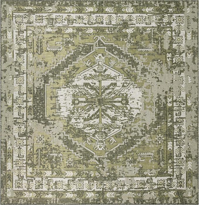 Unique Loom Outdoor Traditional Collection Area Rug - Valeria (13' Square Green/Light Green)