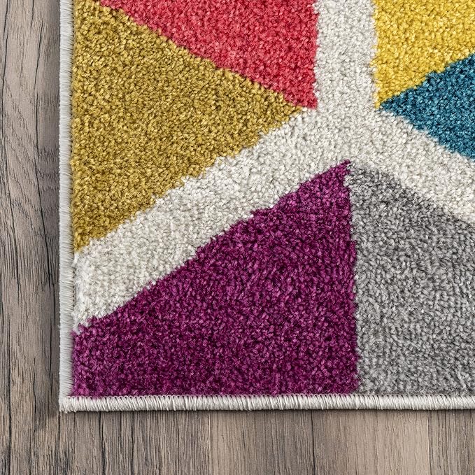 nuLOOM Maris Multicolor Geometric Power Loomed Area Rug, 8' x 10' | Nuloom Maris Geometric 8' x 10' Area Rug for Living Room Bedroom Dining Room, Multicolor