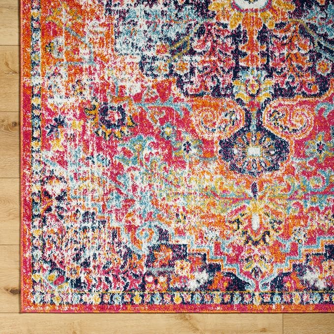 Livabliss Odelia Vintage Bohemian Area Rug,5'3" x 7'3",Pink/Orange