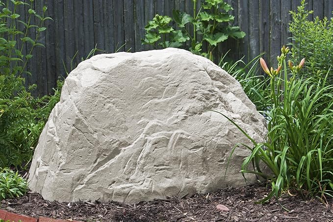 EMSCO Group 2372-1 Natural Sandstone Appearance – Extra Large Lightweight – Easy to Install Fake Rock Landscape Boulder | Sandstone, Extra Large Boulder Size, Decorative Landscape Rock Cover, Covers Well Pumps, Sprinkler Valves & Yard Utilities