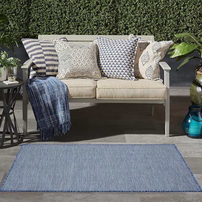 Nourison Home Positano Navy Blue 3' x 5' Area Rug - Easy Clean, Non Shedding, Bed Room, Living Room, Dining Room, Kitchen (3' x 5')