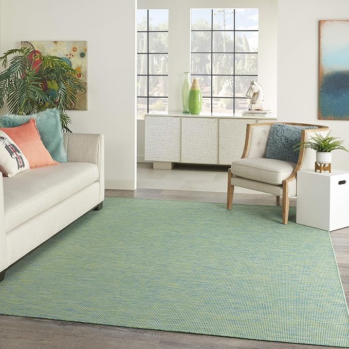 Nourison Home Positano Blue Green 6' x 9' Area Rug - Easy Clean, Non Shedding, Bed Room, Living Room, Dining Room, Kitchen (6' x 9')