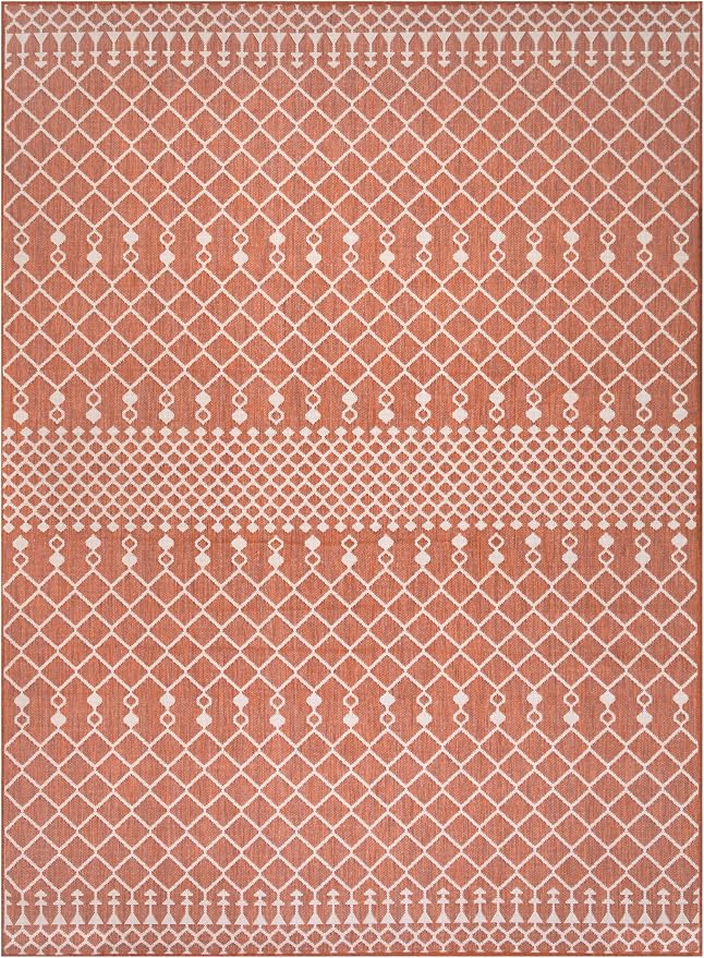 Nourison Home Positano Terracotta 10' x 14' Area Rug - Easy Clean, Non Shedding, Bed Room, Living Room, Dining Room, Kitchen (10' x 14')