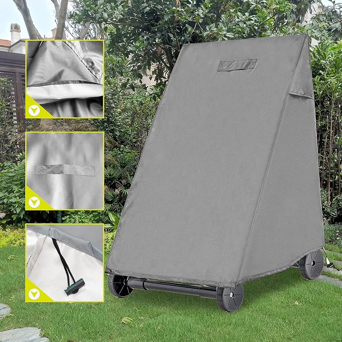 Hose Reel Cart Cover for Outdoor Ventilated Buckle Fit Cover | 420D Oxford fabric UV tear resistant rear hose access dual vents 25.9x24.8x34.6 inch outdoor patio backyard