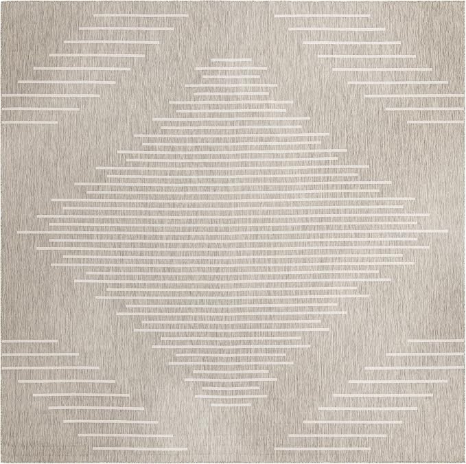 Unique Loom Outdoor Modern Collection Area Rug - Tambor (13' Square, Gray/ Ivory)