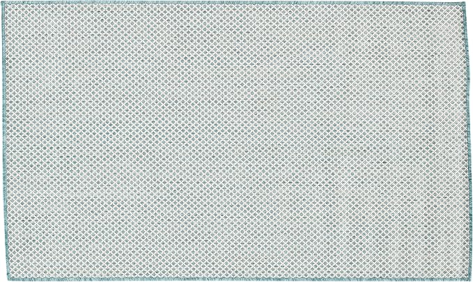Nourison Home Courtyard Ivory Aqua 3' x 5' Area Rug - Easy Clean, Non Shedding, Bed Room, Living Room, Dining Room, Kitchen (3' x 5')