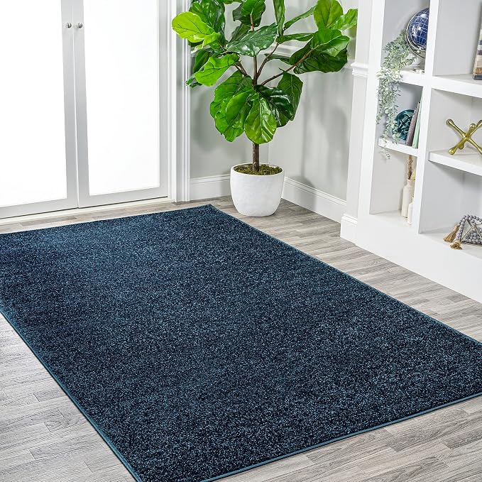 JONATHAN Y Haze Solid Low-Pile Navy Indoor Area Rug 8x10, Coastal,Bohemian,Minimalist,Classic, Easy-Cleaning for Living Room,Bedroom,Kitchen,Pet Friendly,Non-Shedding (SEU100C-8)