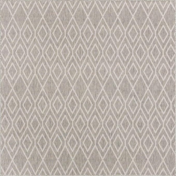 Jill Zarin Outdoor Collection Area Rug - Turks and Caicos (7' 10" Square Gray Cream/Cream)