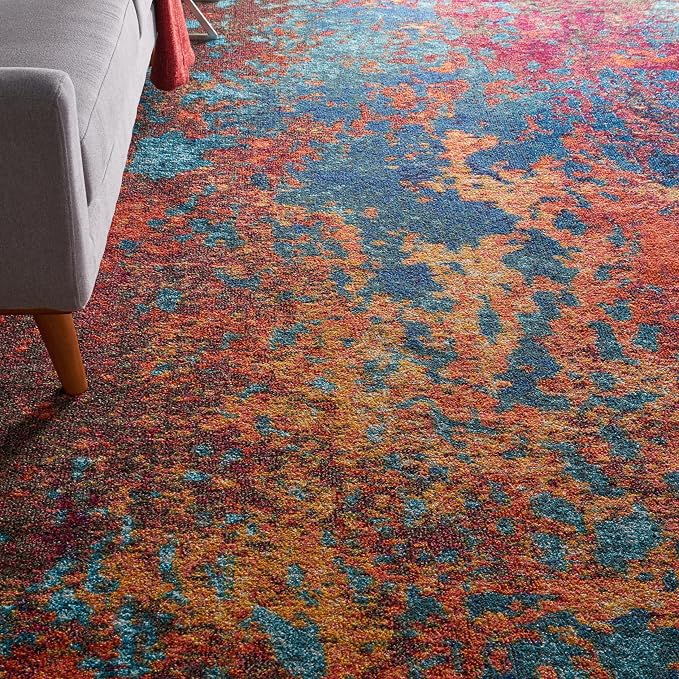 Nourison Home Celestial Atlantic 9' x 12' Area Rug - Easy Clean, Non Shedding, Bed Room, Living Room, Dining Room, Kitchen (9' x 12')