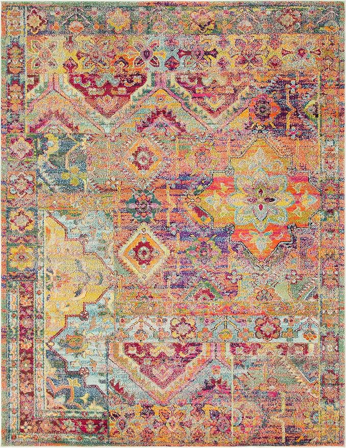 Unique Loom Monterey Collection Area Rug - Aztec (8' x 10' Rectangle Multi/Blue)