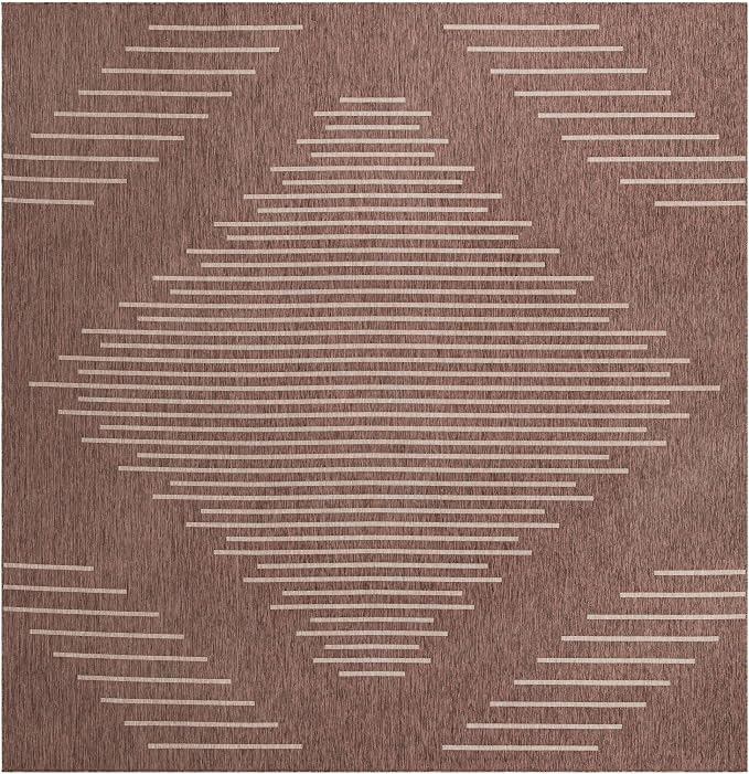 Unique Loom Outdoor Modern Collection Area Rug - Tambor (13' Square Brown/Ivory)