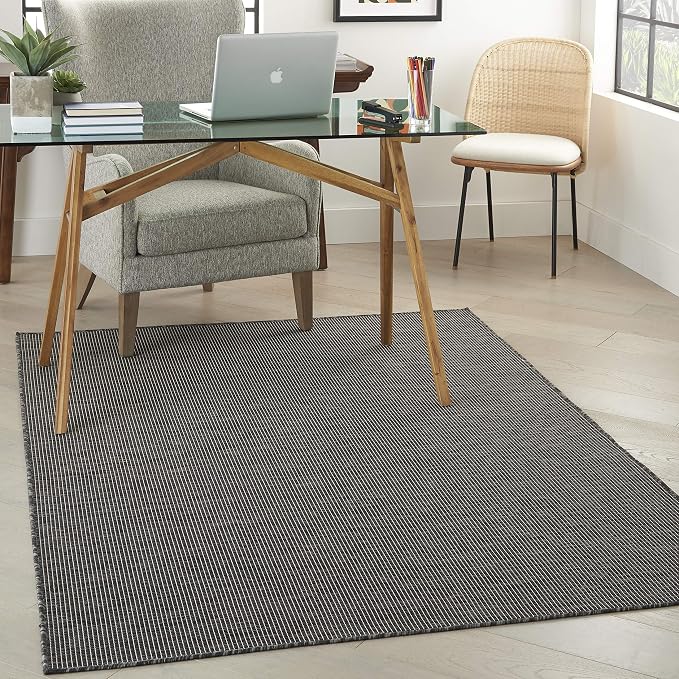 Nourison Home Positano Charcoal 4' x 6' Area Rug - Easy Clean, Non Shedding, Bed Room, Living Room, Dining Room, Kitchen (4' x 6')
