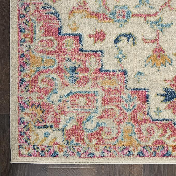 Nourison Home Passion Ivory Pink 5'3" x 7'3" Area Rug - Easy Clean, Non Shedding, Bed Room, Living Room, Dining Room, Kitchen (5' x 7')