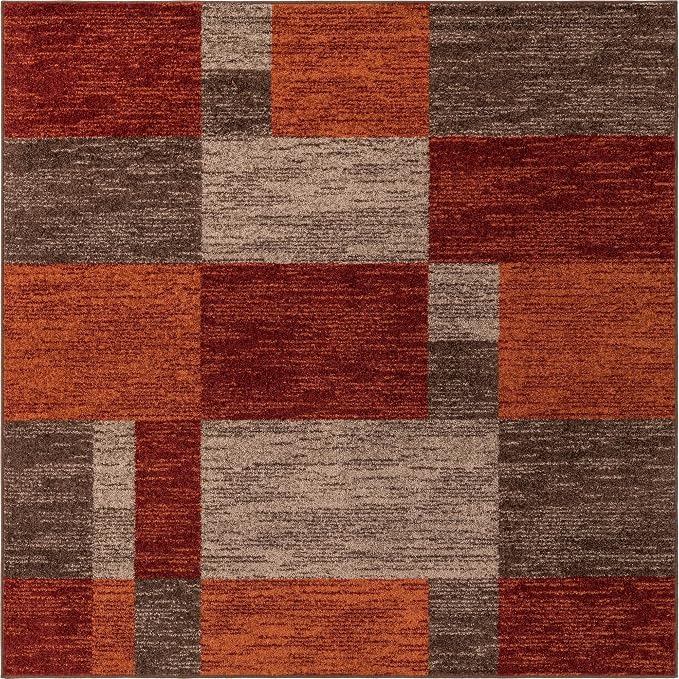 Unique Loom Autumn Collection Area Rug - Providence (7' 10" Square, Multi/ Beige)