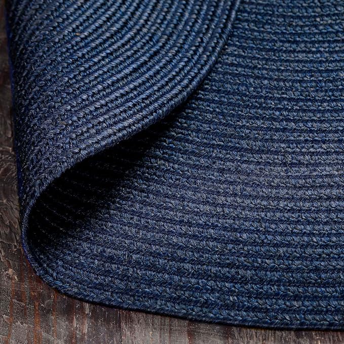 Superior Jute Oval Indoor Area Rug, Denim Blue