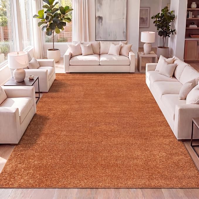 JONATHAN Y Haze Solid Low-Pile Orange Indoor Area Rug 10x14, Coastal,Bohemian,Minimalist,Classic, Easy-Cleaning for Living Room,Bedroom,Kitchen,Pet Friendly,Non-Shedding (SEU100M-14)