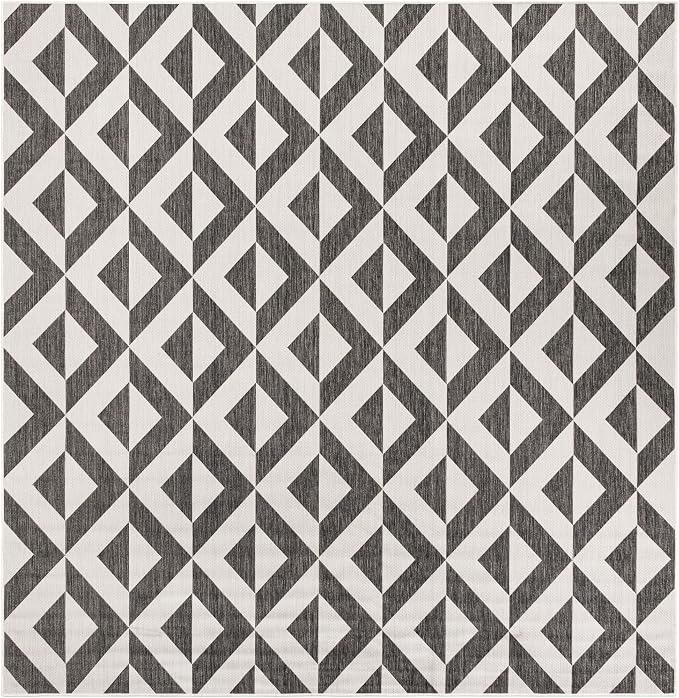 Jill Zarin Jill Zarin Outdoor Collection Area Rug - Napa (10' Square Charcoal Gray/Ivory)