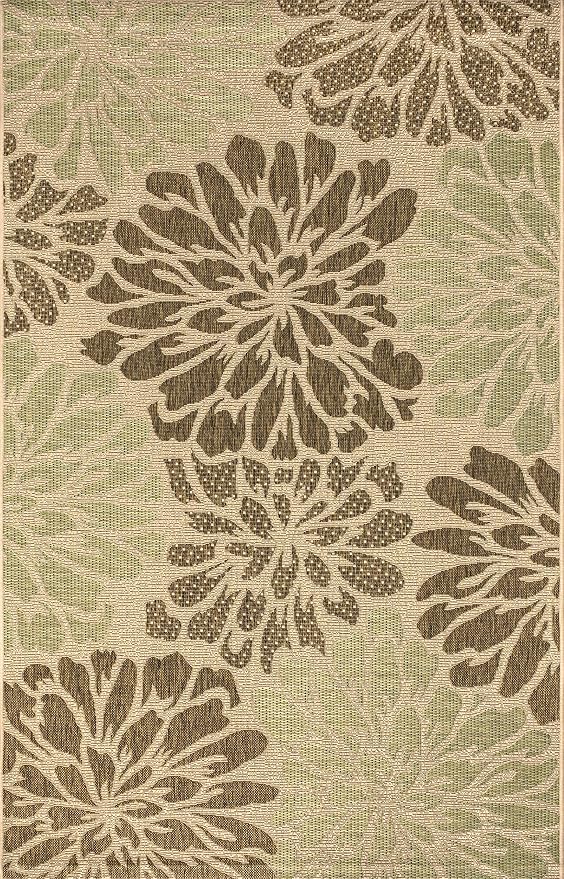 JONATHAN Y Floral Textured Weave Indoor Outdoor Area Rug 6X9 Sage/Brown, Zinnia Modern for Backyard, Patio, Porch, Easy-Cleaning, High Traffic, Pet-Friendly, Non-Shedding (SMB110A-6)