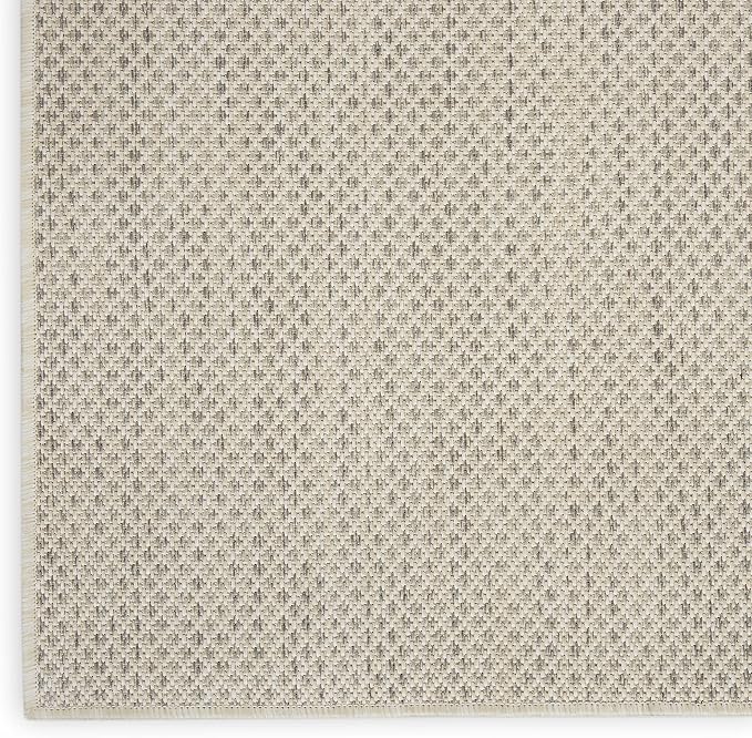 Nourison Home Courtyard Ivory Silver 9' x 12' Area Rug - Easy Clean, Non Shedding, Bed Room, Living Room, Dining Room, Kitchen (9' x 12')