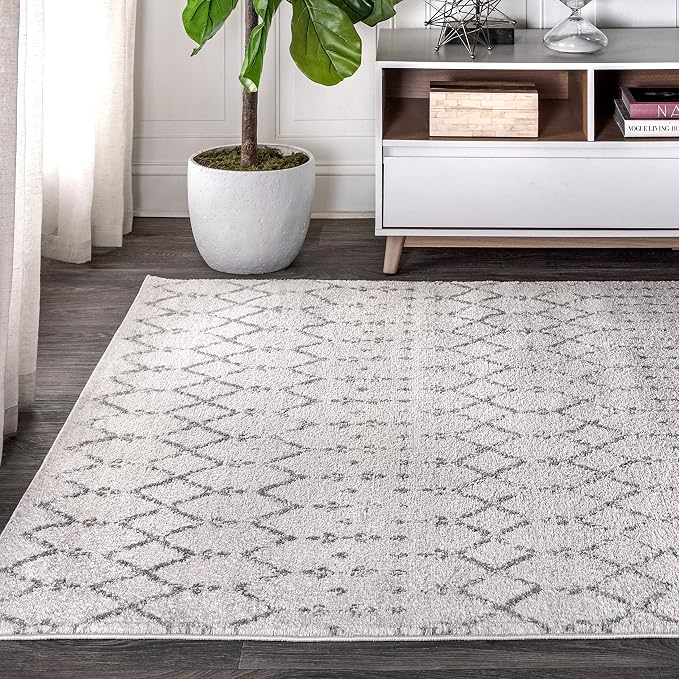 JONATHAN Y Boho Vintage Diamond Cream/Gray Indoor Area Rug 3X5 ft, Moroccan Hype for Living Room, Bedroom, Kitchen, Office, Easy-Cleaning, High Traffic, Pet-Friendly, Non-Shedding (MOH101B-3)