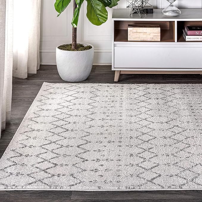 JONATHAN Y Boho Vintage Diamond Cream/Gray Indoor Area Rug 6X9 ft, Moroccan Hype for Living Room, Bedroom, Kitchen, Office, Easy-Cleaning, High Traffic, Pet-Friendly, Non-Shedding (MOH101B-6)